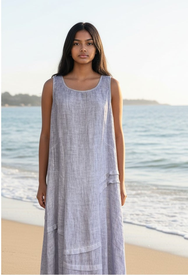 Italian Linen Sleeveless Dress by Inizio - Natural Clothing Company