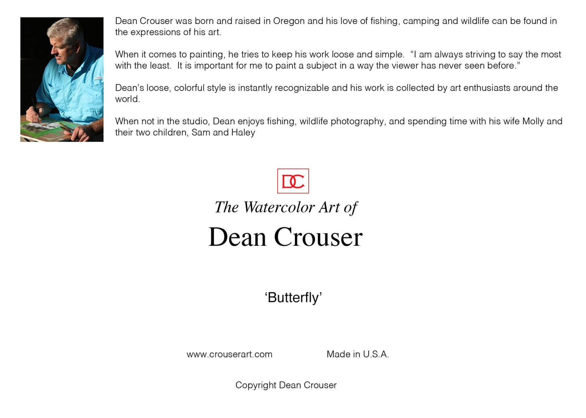 The Art of Dean Crouser Greeting Cards & Stickers 5 x 7" Greeting Card  'BUTTERFLY': 5x7" Greeting Cards(6 Per Image)