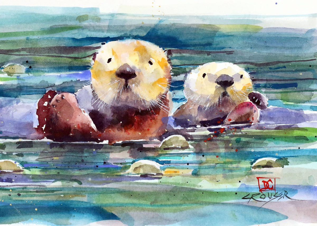 Artful Greeting Cards - Otters