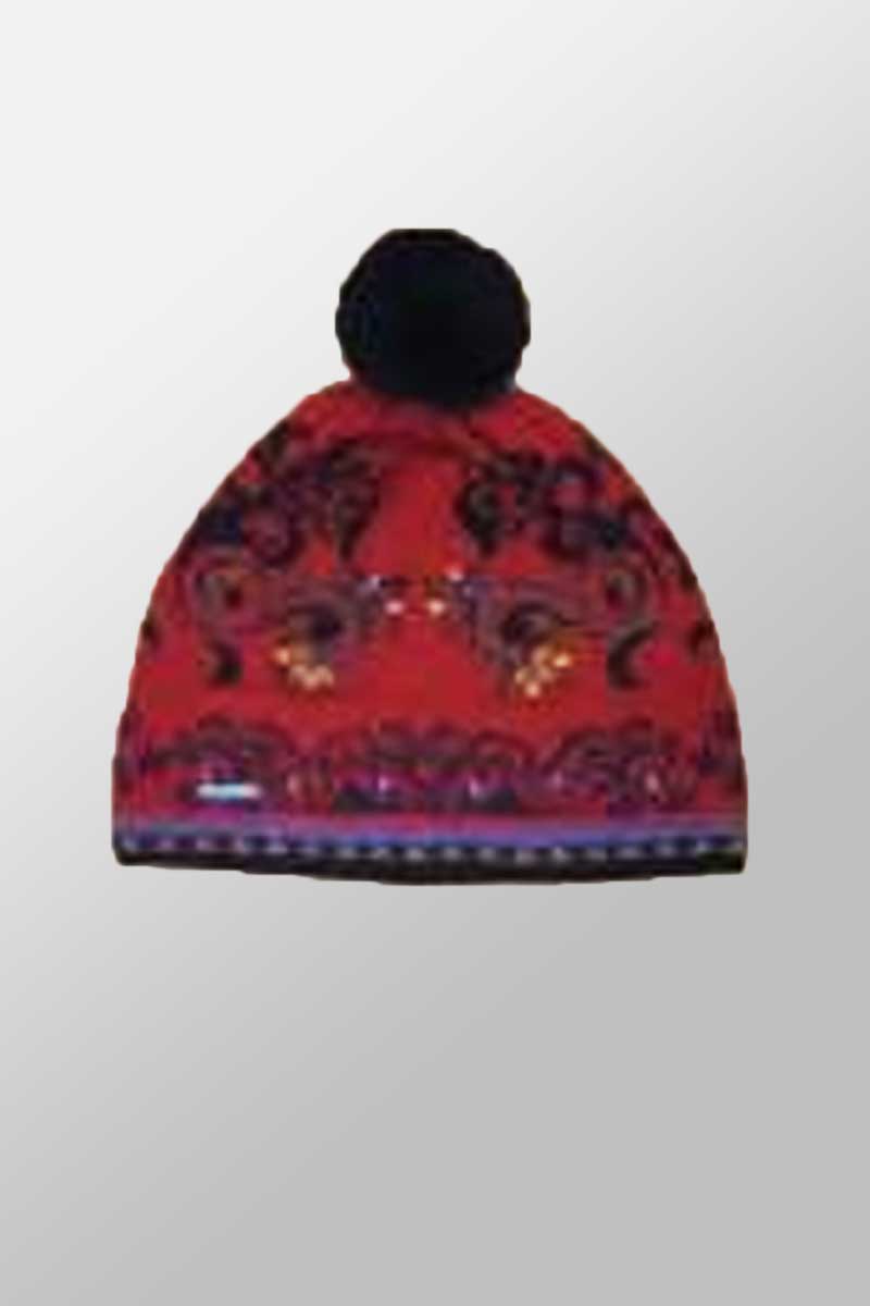 Wuaman Hat women Red / Hat Alpaca Embroidered Hat