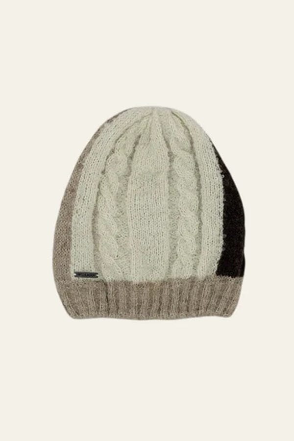 Wuaman Hat women White Beige Brown / Hat Alpaca Boucle Set