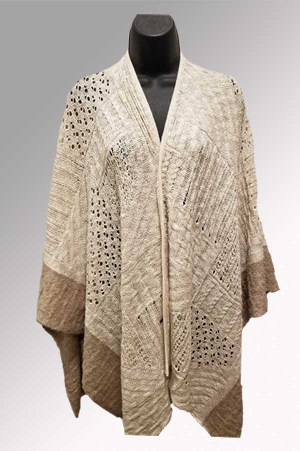Wuaman Women's Sweater Alpaca Lace Poncho