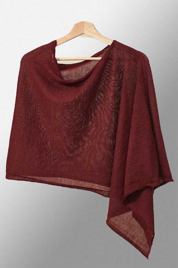Wuaman Women's Sweater Wine / one size Alpaca Blend Light Poncho (dress topper)