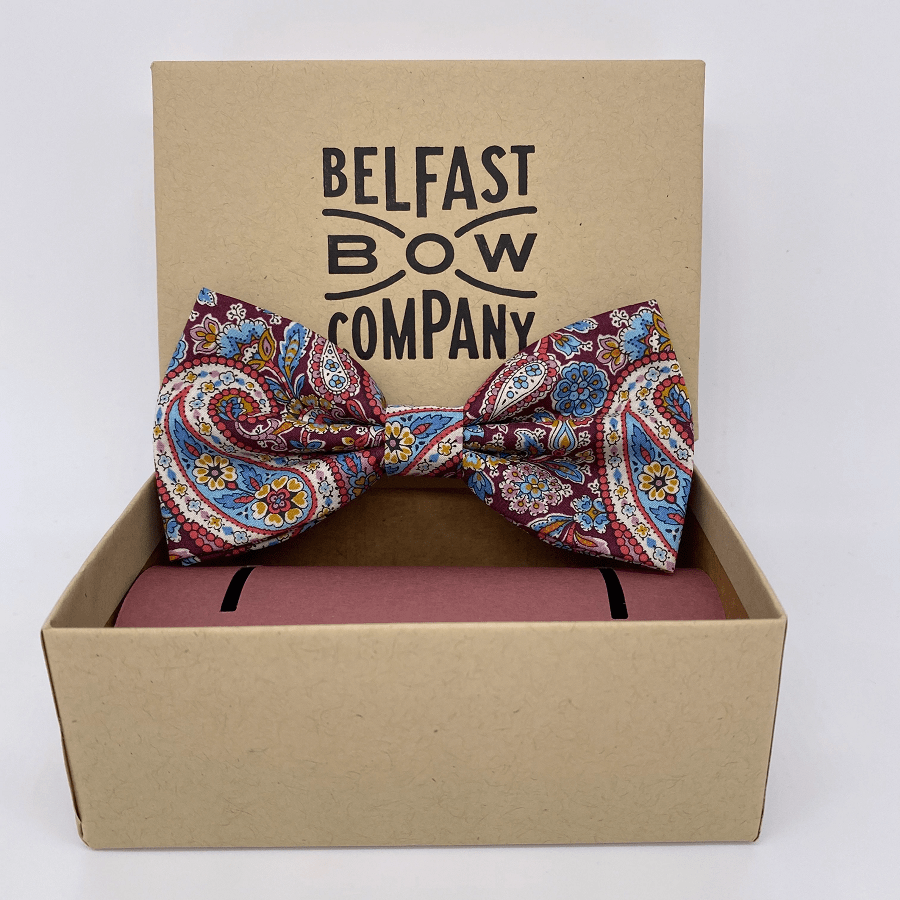 Belfast Bow Men&#39;s Accessory Burgundy Paisley Bow Liberty of London Bow Tie - Paisley