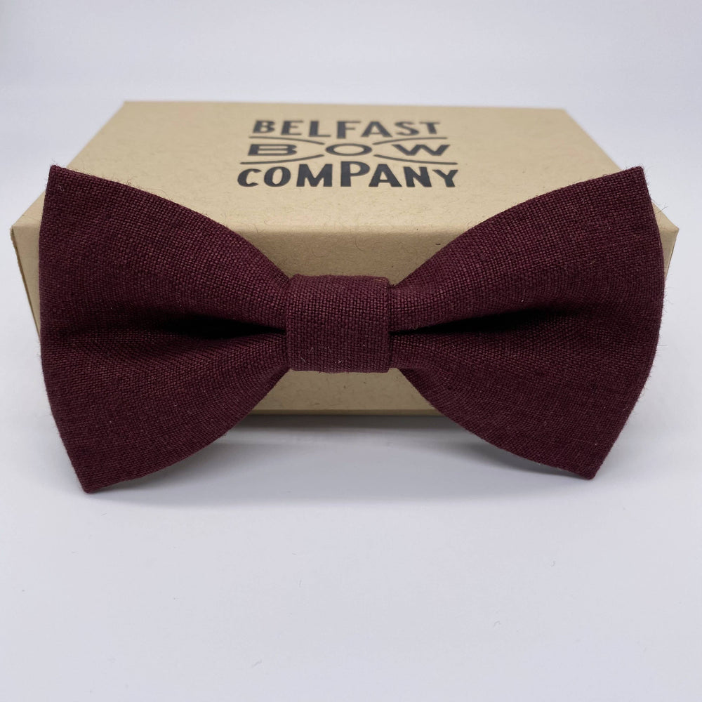 Belfast Bow Men's Accessory Irish Linen Bow Tie - Burgundy