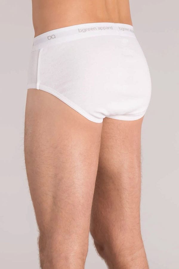 Bgreen Men's Underwear White / XL Men's Organic Cotton Briefs with Elastic Waistband (XL only) - clearance