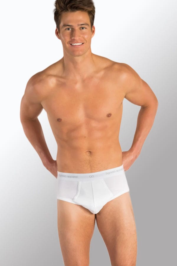 Bgreen Men&#39;s Underwear White / XL Men&#39;s Organic Cotton Briefs with Elastic Waistband (XL only) - clearance