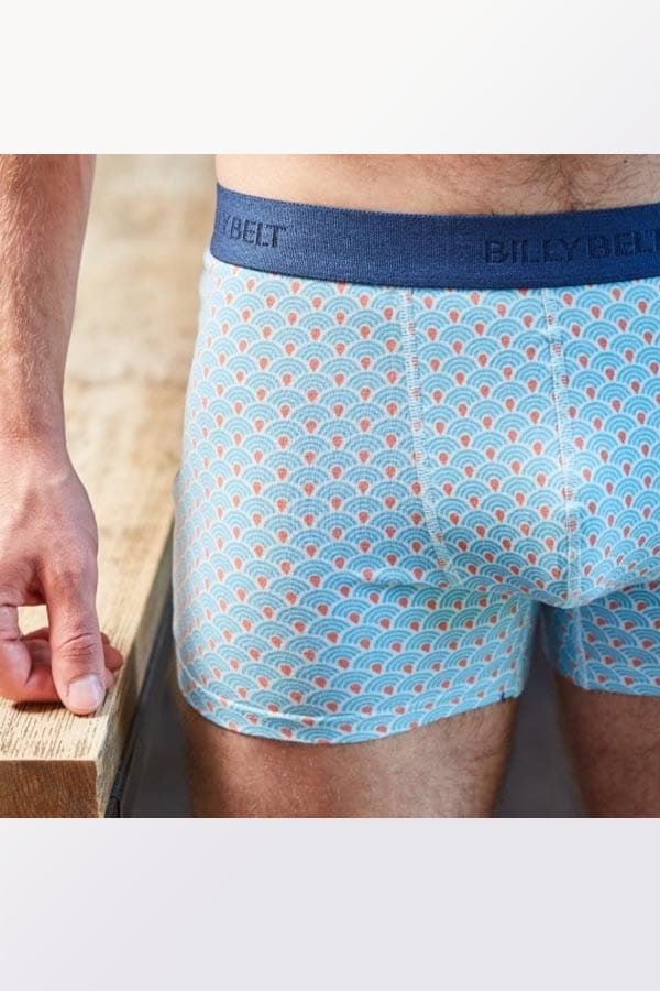 Billybelt Men's Underwear M Men's Organic Cotton Boxers Briefs - organic jersey Blue Seigaiha