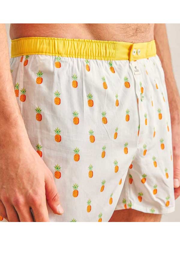 Billybelt Men&#39;s Underwear S Men&#39;s Organic Cotton Boxers - Pineapple