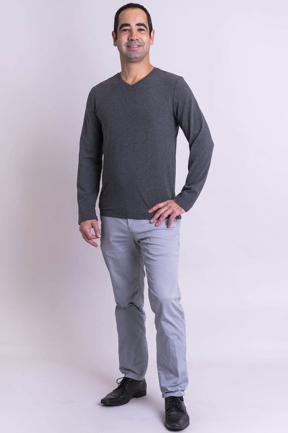 Blue Sky Men's Long Sleeve Shirt Graphite / S Men's Long Sleeve Shirt - Adam