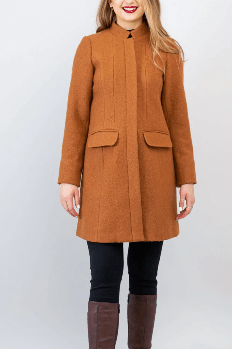 Womens sales collarless coat