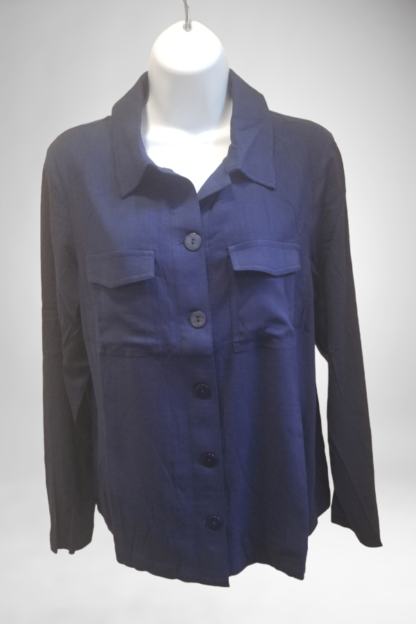 Blue Sky Women&#39;s Long Sleeve Top Linen &amp; Bamboo Shirt Jacket - Lauren