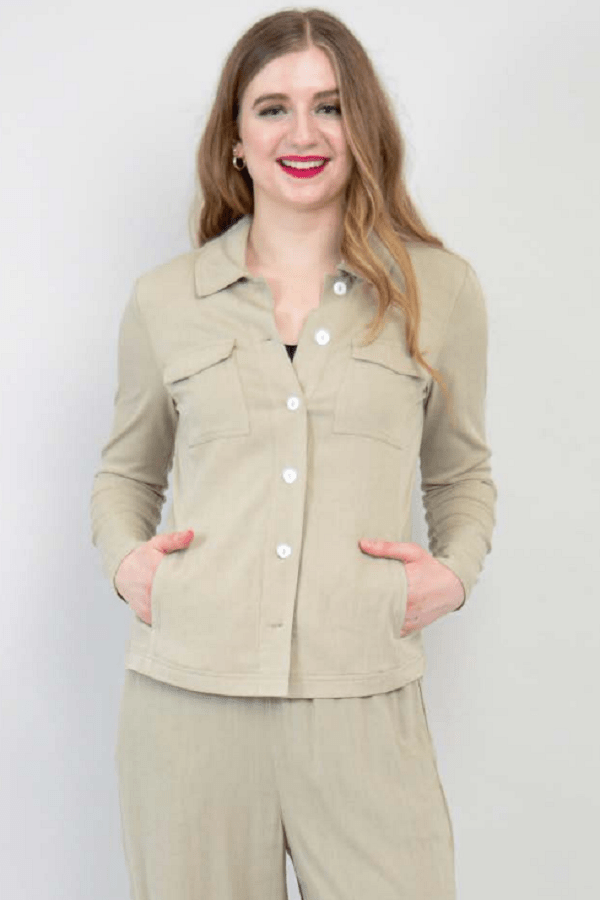 Blue Sky Women&#39;s Long Sleeve Top Linen &amp; Bamboo Shirt Jacket - Lauren
