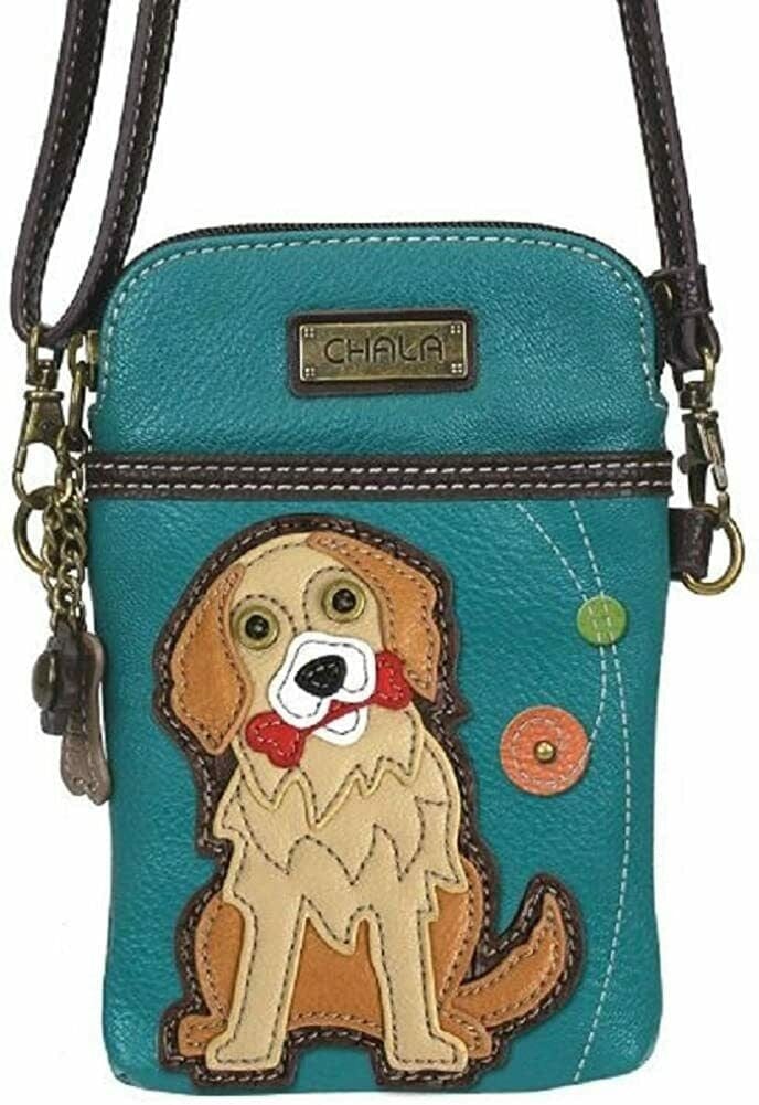 Chala Purse Dog Turquoise / Mini vertical Vegan Leather Phone Purse - Cross Body Vertical Dogs and Cats