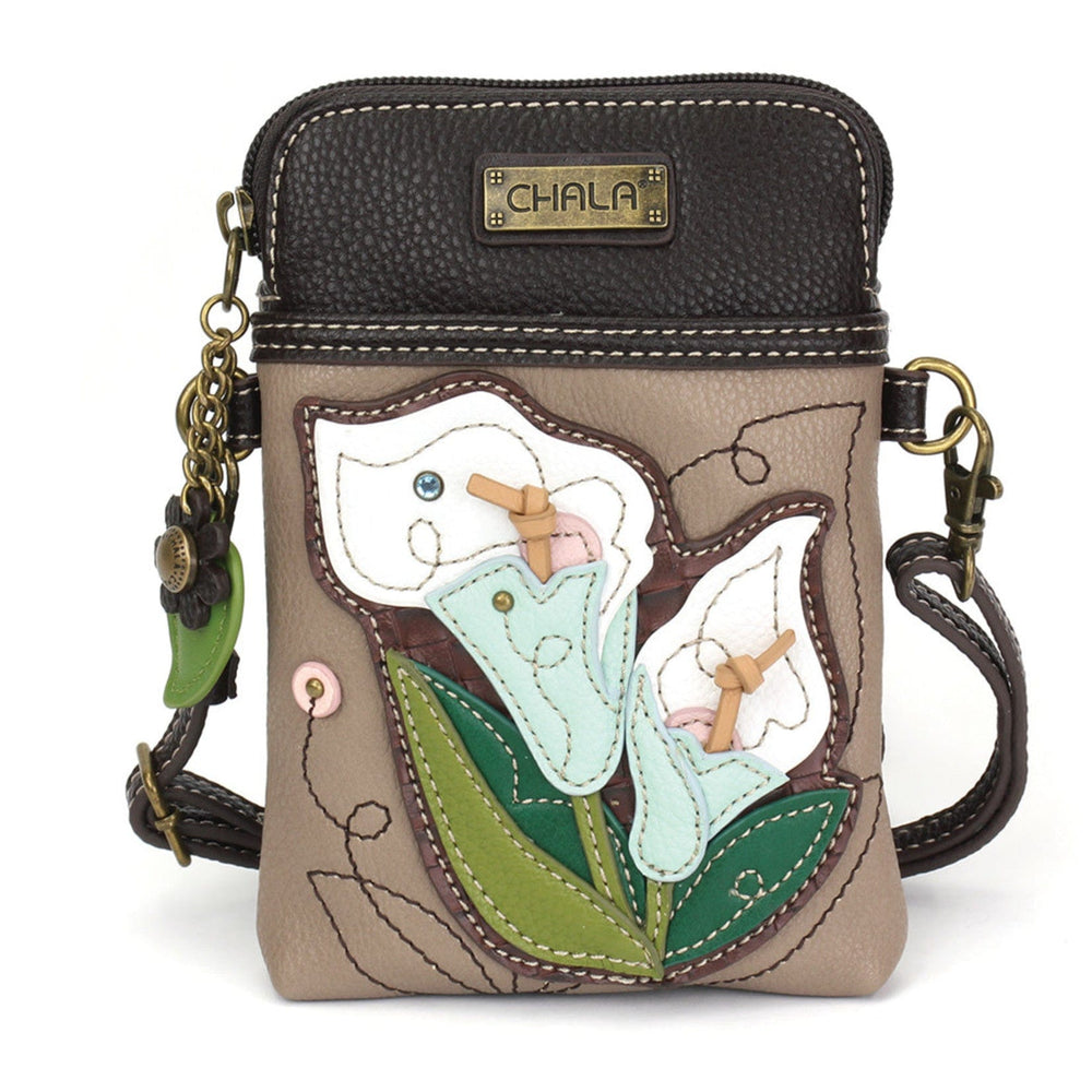 Chala Purse Lily Gray / Mini vertical Vegan Leather Phone Purse - Cross Body Vertical