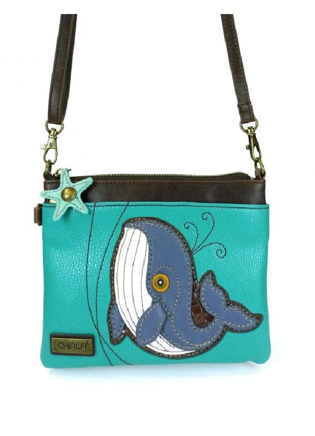 Chala purse Whale turquoise / mini Vegan Leather purse - Cross Body Horizontal Animals