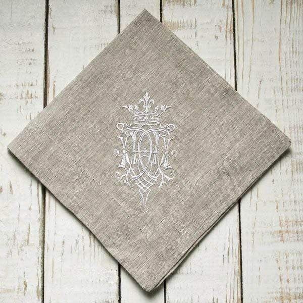 Crown Linen Home Linen Napkin Embroidered - Royal