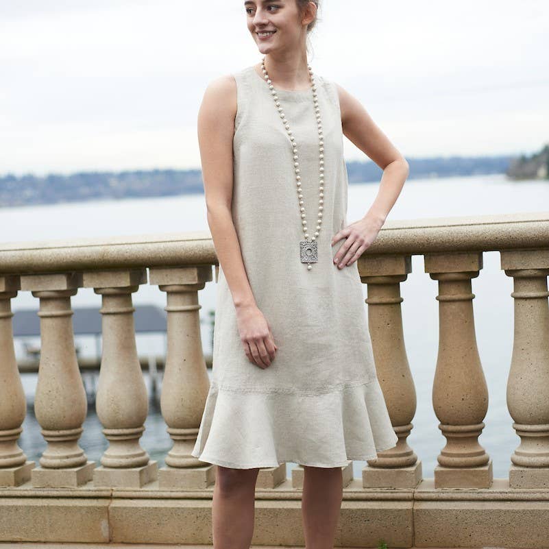 Crown Linen Women&#39;s Dress Linen Tank Dress - Ellie