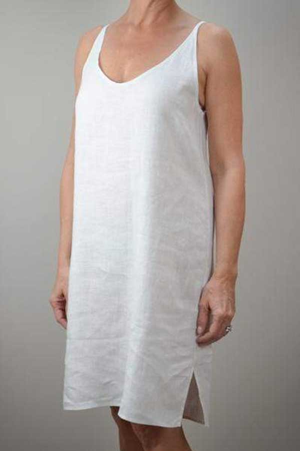 Crown Linen women's PJ XS/S / White Linen Nightie - Celine