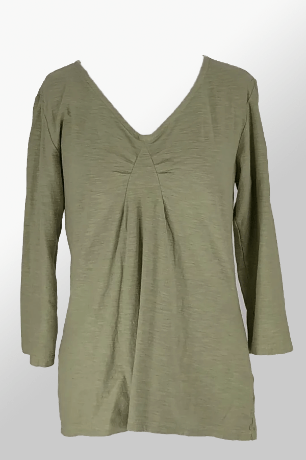 Cutloose Women's Long Sleeve Top 3/4 Sleeve Tuck Front