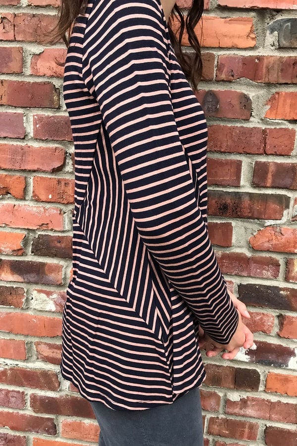 Cutloose Women's Long Sleeve Top Fleece Long Sleeve Shirt - striped