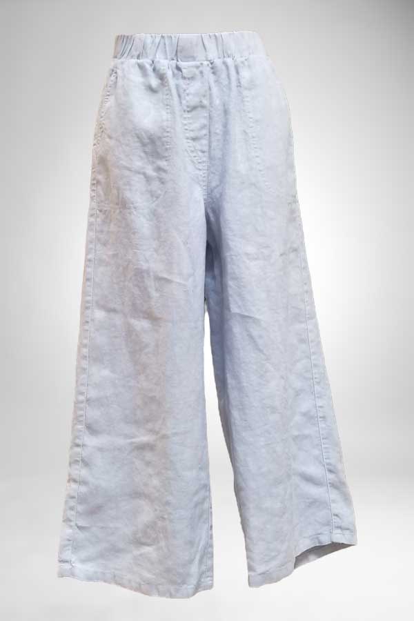 Cutloose Women's Pants Light Blue / XL Easy Crop Linen Pants