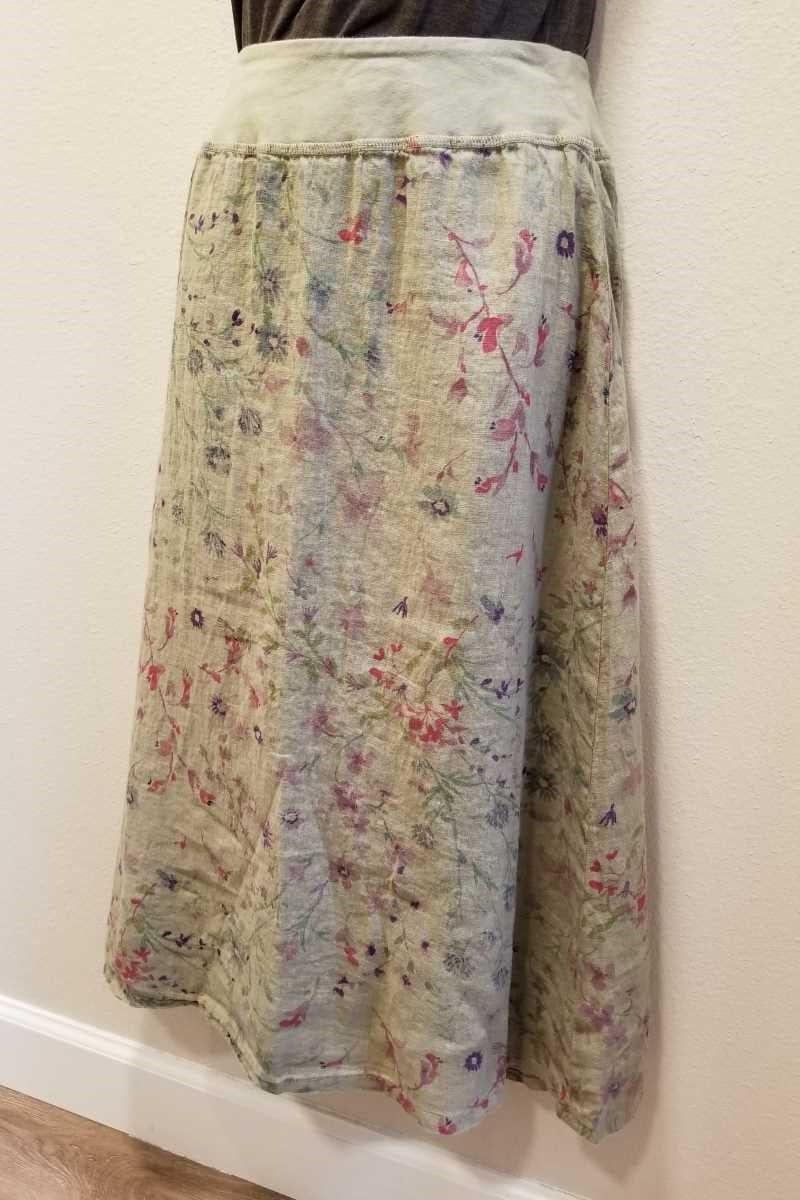 Cutloose Women&#39;s Skirt Seaweed print / S Linen A-line Skirt floral