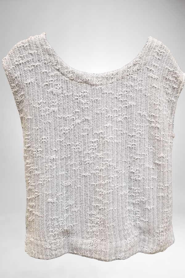 Cutloose Women's Sleeveless Top White / S Cotton Blend Textured Vest - reversible