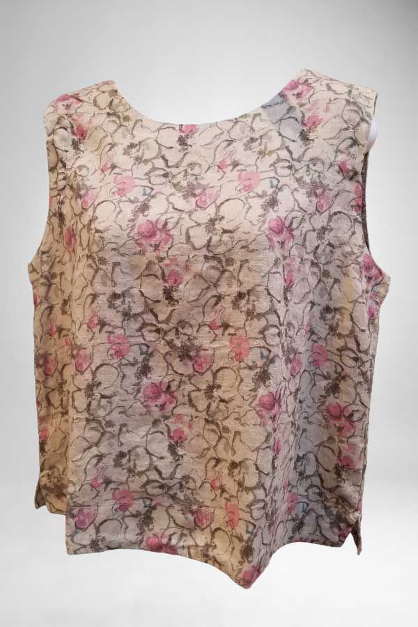 Cutloose Women&#39;s Sleeveless Top Rye Floral / S Linen Flower Print Sleeveless Shell Top