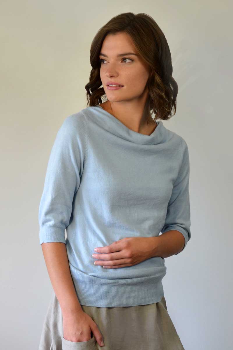 Echo Verde Women's Long Sleeve Top Blush / M Drape Neck Light Sweater