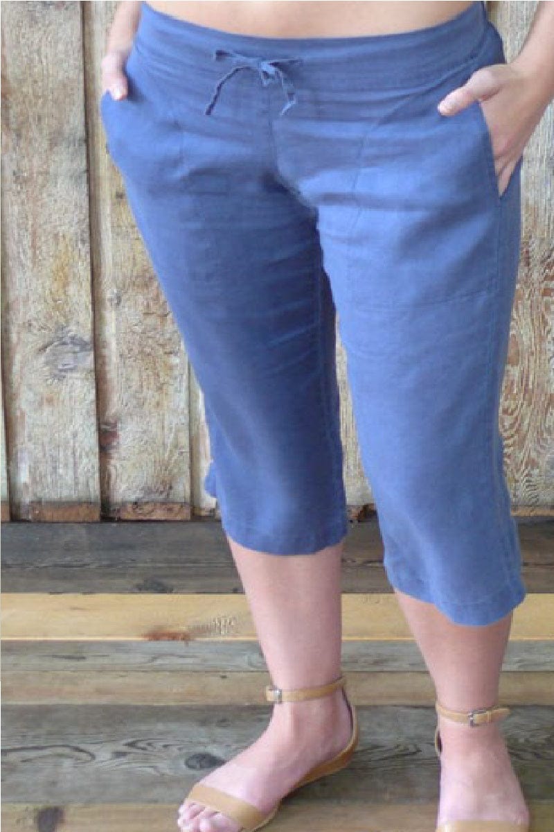 Echo Verde Women&#39;s Pants Ink / M Linen Capri Pants - Cara