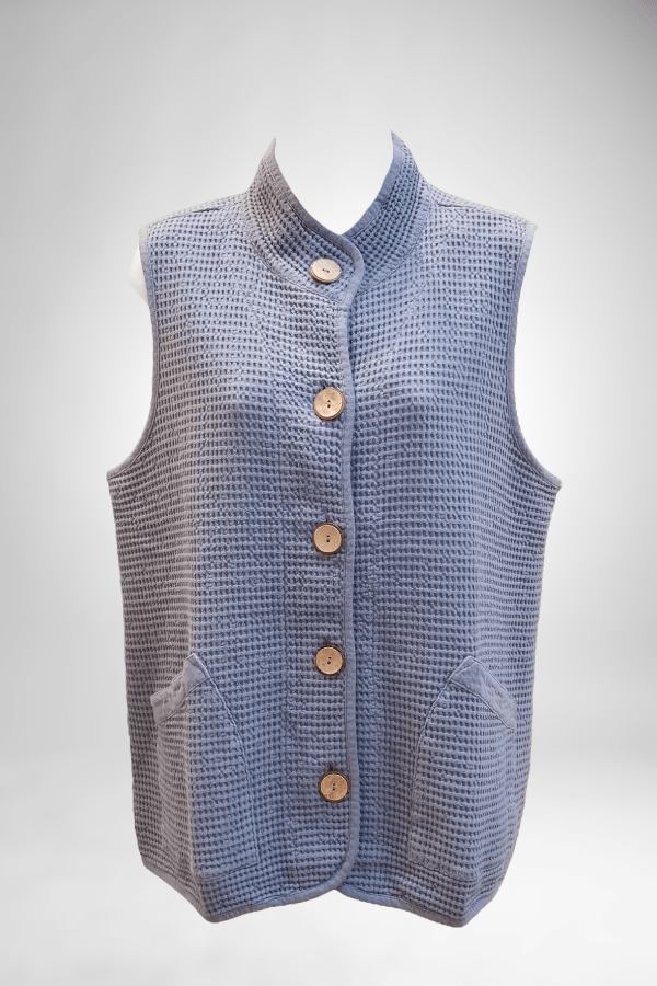 Focus Women&#39;s Sleeveless Top Blue / M Waffle Textured Light Vest