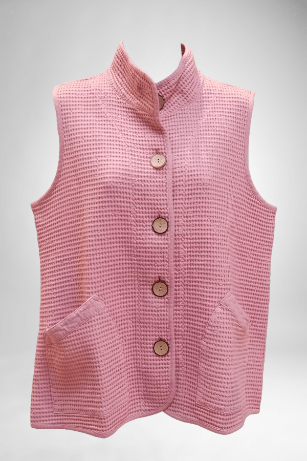 Focus Women&#39;s Sleeveless Top Pink Rose / S Waffle Textured Light Vest