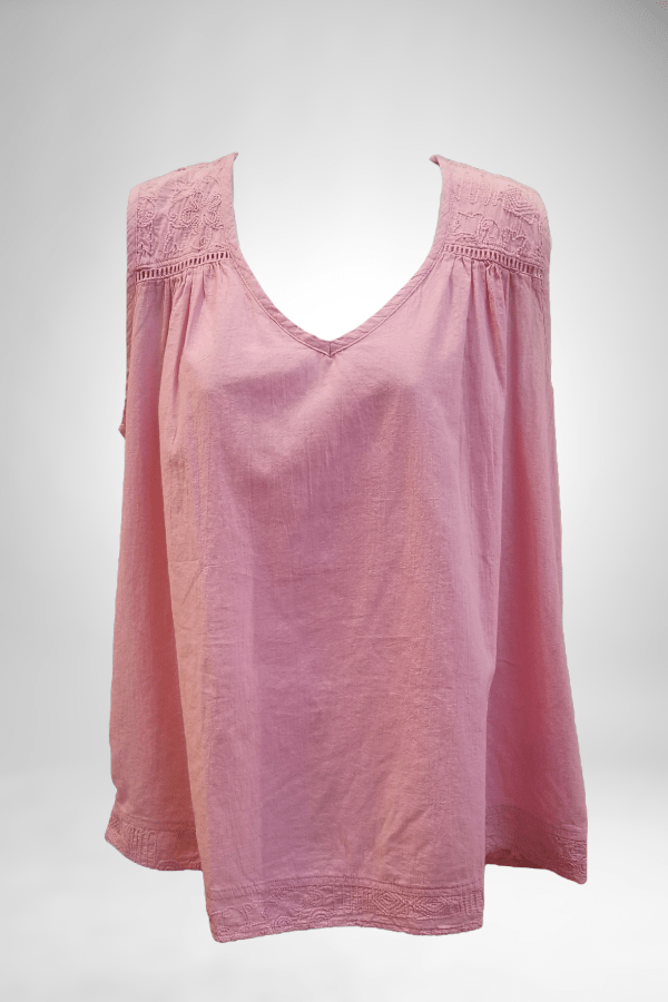 Focus Women's Sleeveless Top Pretty Pink / S Women's Embroidered Gathered Top