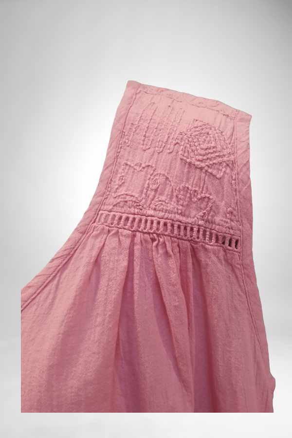 Focus Women's Sleeveless Top Women's Embroidered Gathered Top