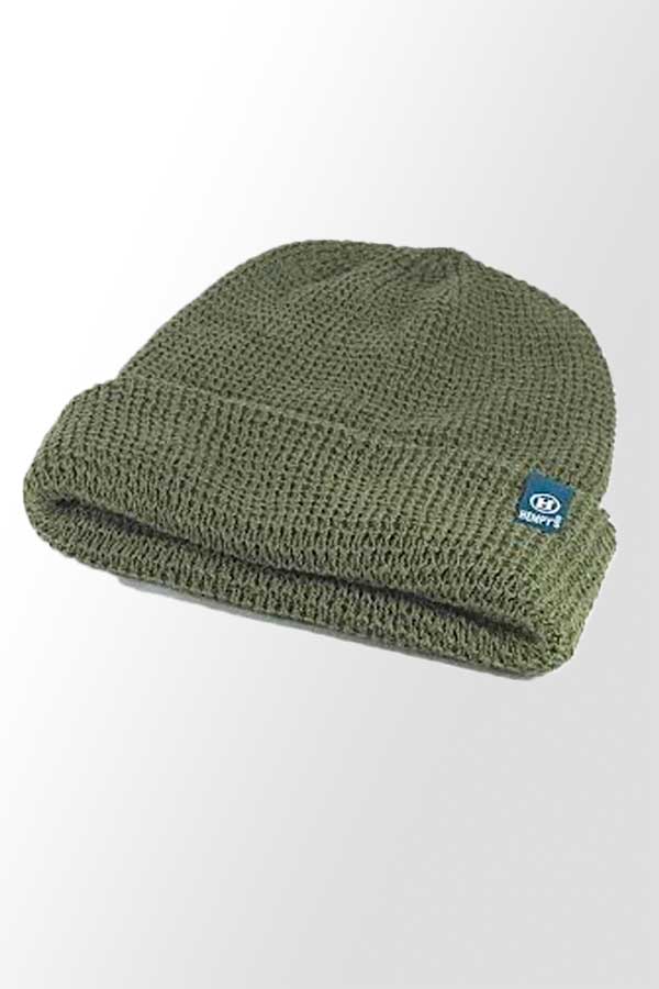 Hempy&#39;s Hat unisex Green Eco Yarn and Hemp Blend Beanie - Lumberjack