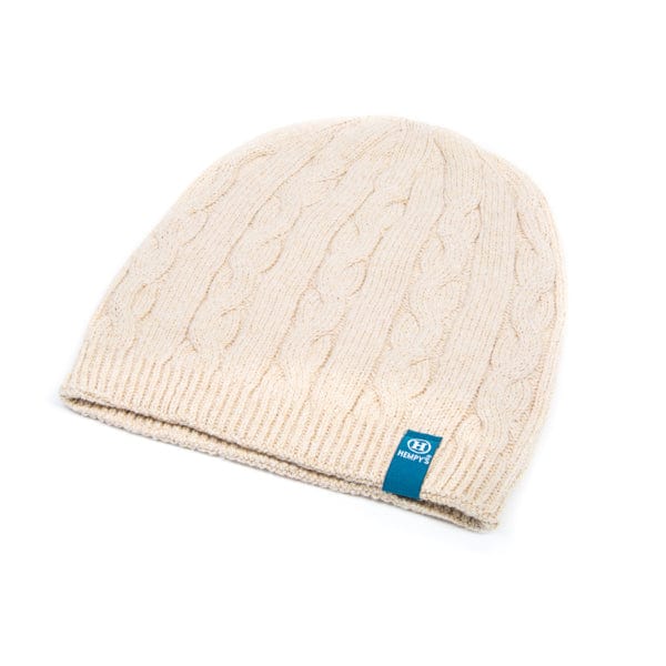 Hempy&#39;s Hat unisex Natural Eco Yarn and Hemp Blend Cable Beanie