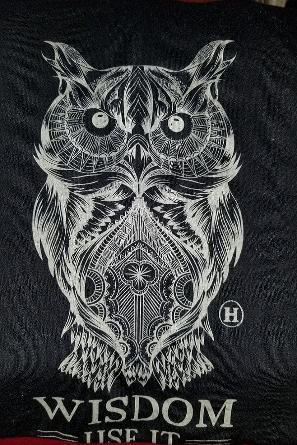 Hempy&#39;s Men&#39;s Short Sleeve Top Black / L Hemp Blend Totem T-shirt - Owl, Wisdom