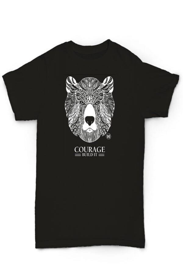 Hempy's Men's Short Sleeve Top Hemp Blend Totem T-shirt - Bear, Courage