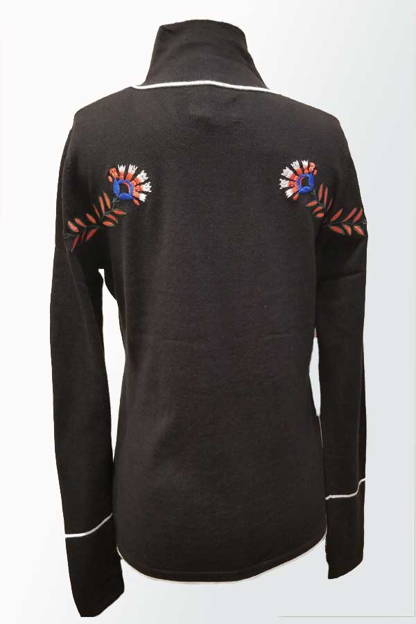 Icelandic Design Women's Sweater Black / M Icelandic Design Sweater Half Zip - Flora