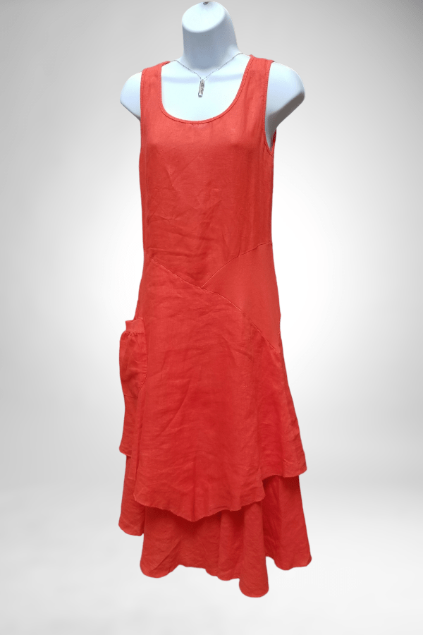 Inizio Women&#39;s Dress Coral / M (fits like S/M) Italian Linen Dress by Inizio - Flutter