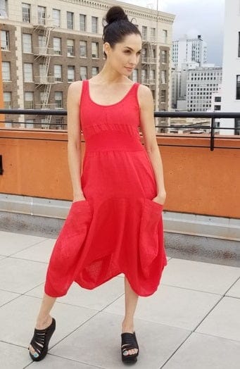 Inizio Women&#39;s Dress Ferrari Red / L Italian Linen Dress by Inizio - Magic sleeveless