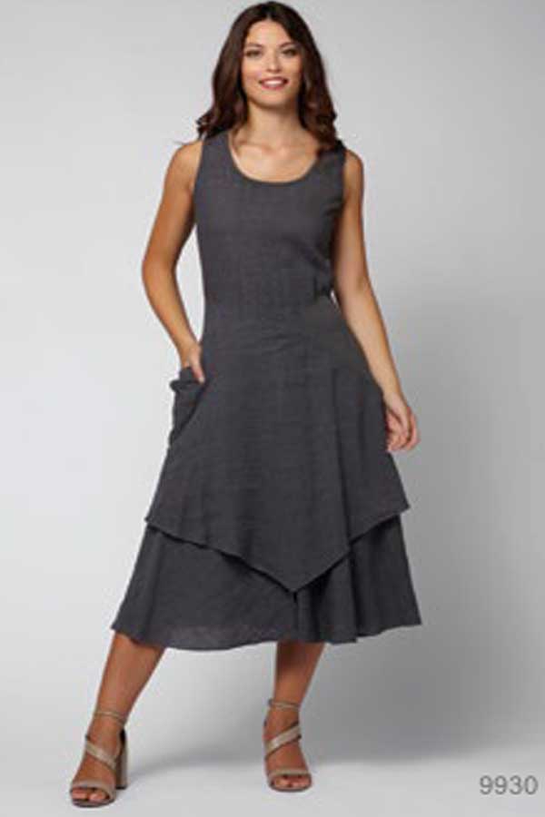 Inizio Women's Dress Mocha / M (fits like S/M) Italian Linen Dress by Inizio - Flutter