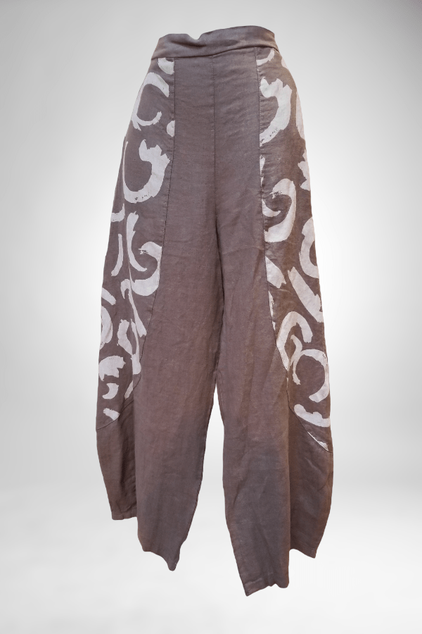 Inizio Women&#39;s Pants Mocha Print / S Linen Pants from Inizio - with insets