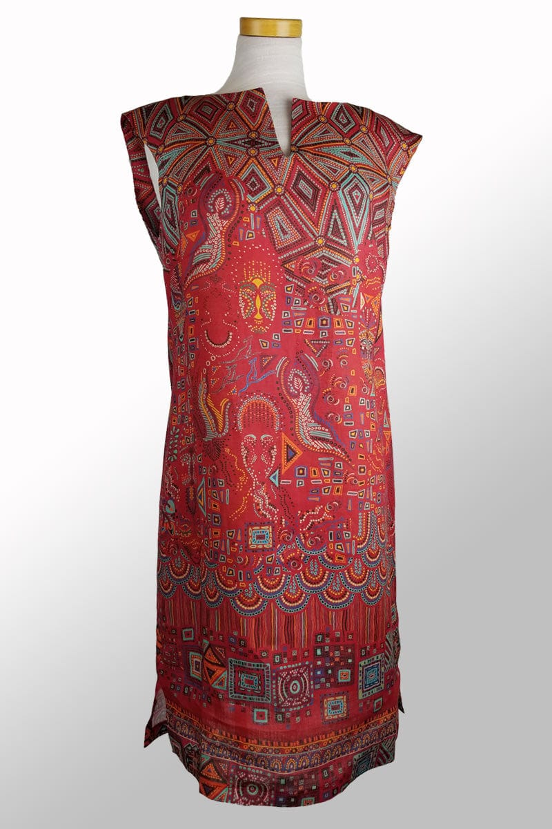 Ivko Women&#39;s Dress Red Print / M/L (40) Printed Linen Dress from Ivko