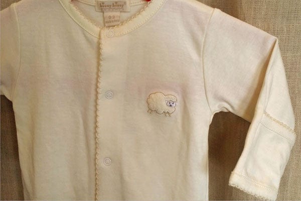 Baby Organic Cotton Footie with Mittens - Lamb - Natural Clothing Company