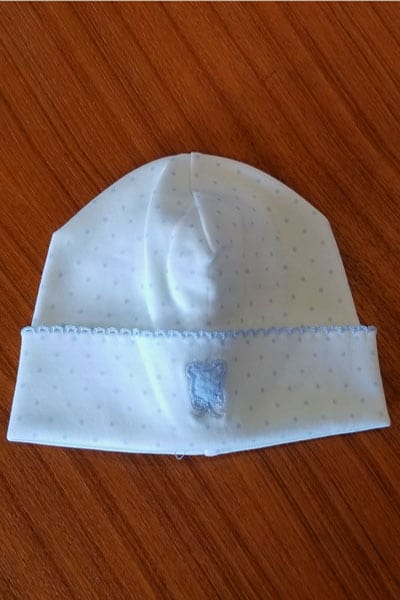 Baby Organic Cotton Hat - Mini Bear Embroidery and dots print - Natural Clothing Company