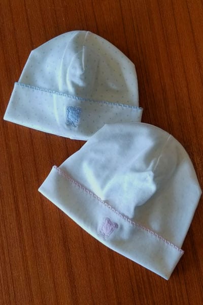 Baby Organic Cotton Hat - Mini Bear Embroidery and dots print - Natural Clothing Company