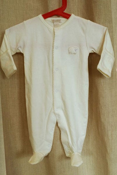 Baby Organic Cotton Footie with Mittens - Lamb - Natural Clothing Company