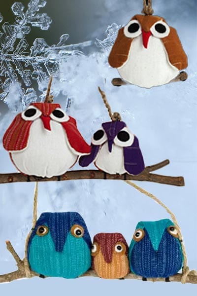 Marquet Gift Family of Owl Ornaments